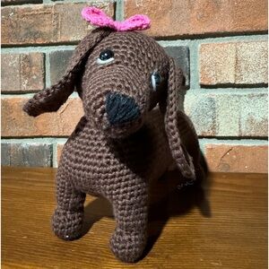 Handmade crochet dachshund dog